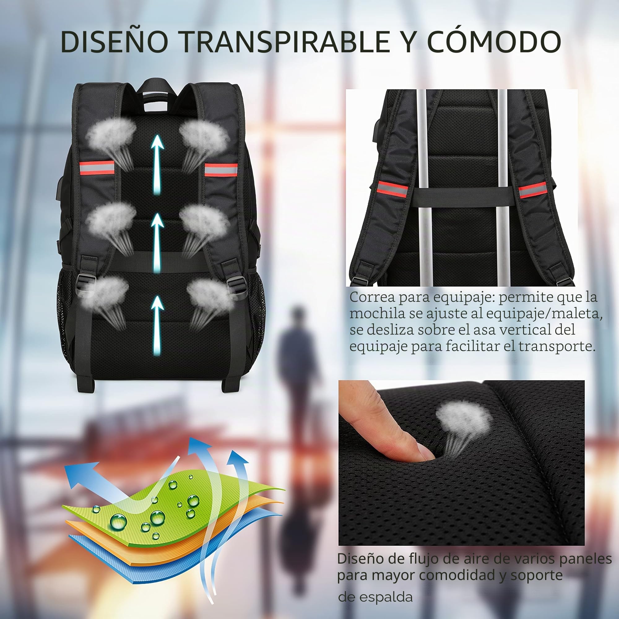 Mochila antirrobo RFID, mochila con Puerto de carga USB, mochila impermeable para adolescentes, mochila de viaje de negocios para hombres y mujeres