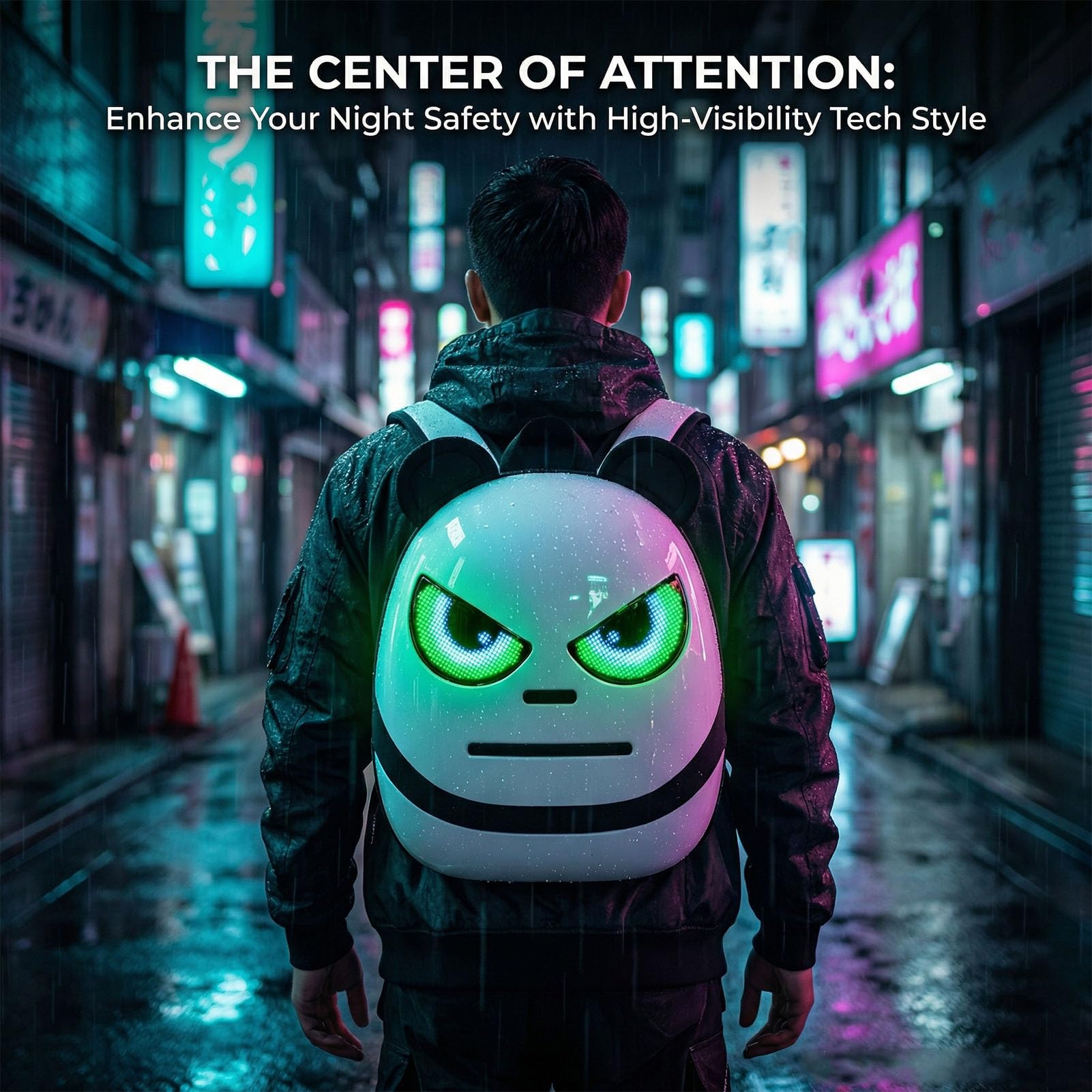 LED-Rucksack mit App-Steuerung, Programmierbarer 16x32-Bildschirm-Motorradrucksack für Radreisen, USB-betriebenes Wasserdichtes Design, 14x12,5x3,5-Zoll-Laptopfach