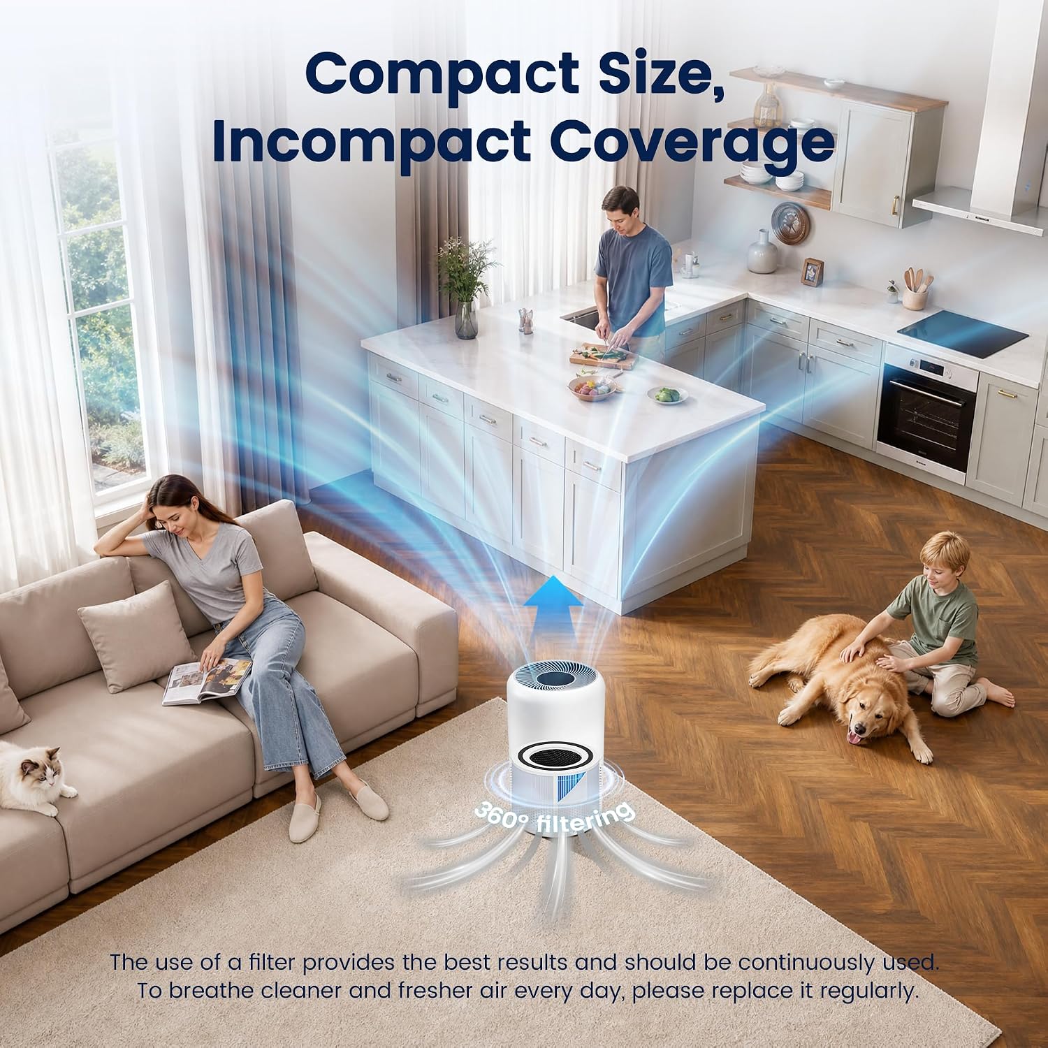 Core 300 Smoke Remover Replacement Filter for LEVOIT Core 300 Core 300-P Core 300S Core 300S-P Air Purifier for Home Pets Bedroom, 3-in-1 High Efficiency and Activated Carbon, Core 300-RF-SR,4 Pack Blue 4