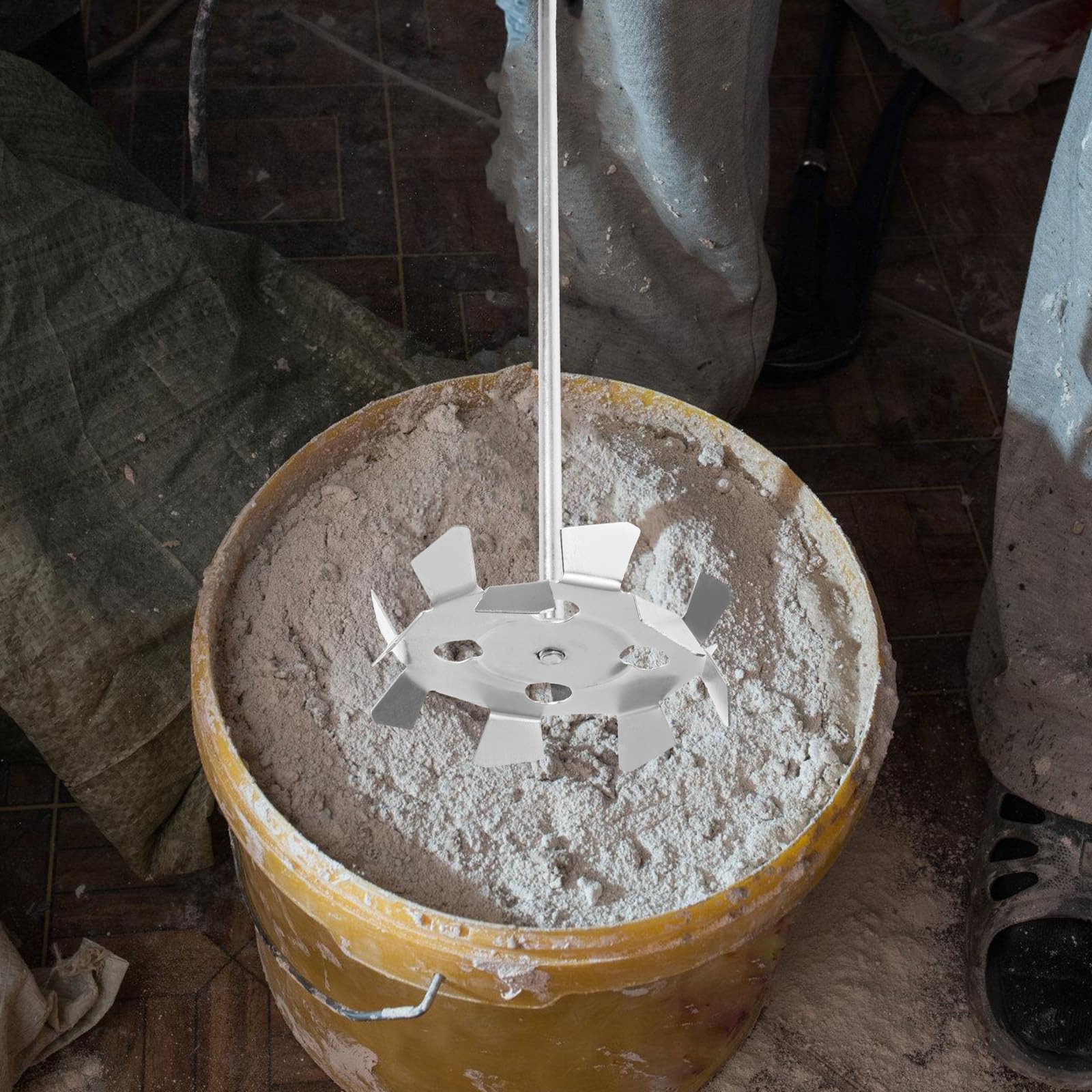 GLEAVI Galvanisierter Rührstab Ersatz für Bohrmaschinen Mixer Aufsatz Mischkopf für Beton und Farbe Sicher und Installieren für Renovierungsarbeiten