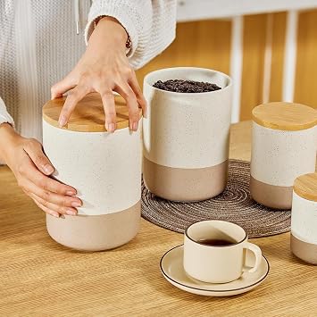 Kitchen Canister for Counter, Ceramic Food Storage Containers with Lids