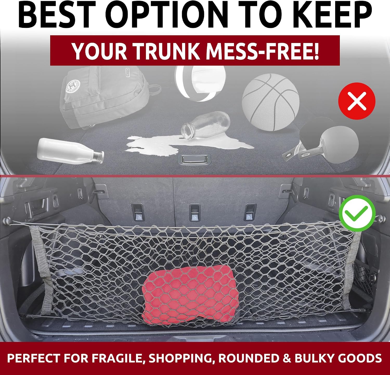 Envelope Style Trunk Mesh Cargo Net for Subaru Outback (BR/BM) 2000-2026 - Car Accessories - Premium Trunk Organizers and Storage - Cargo Net for SUV - Vehicle Carrier Organizer for Subaru Outback