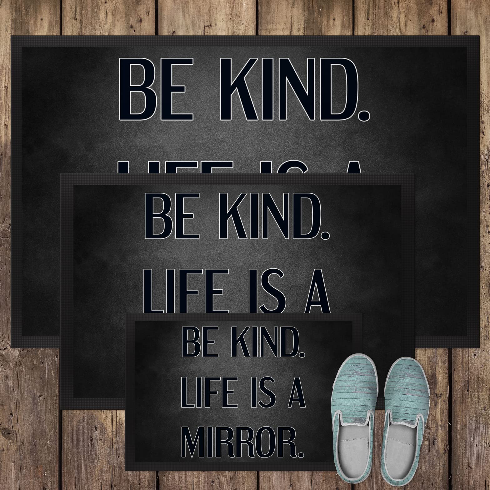 JUNIWORDS Fußmatte, Be Kind. Life is a Mirror, 75 x 50 cm, mit Gummirand (1007549)