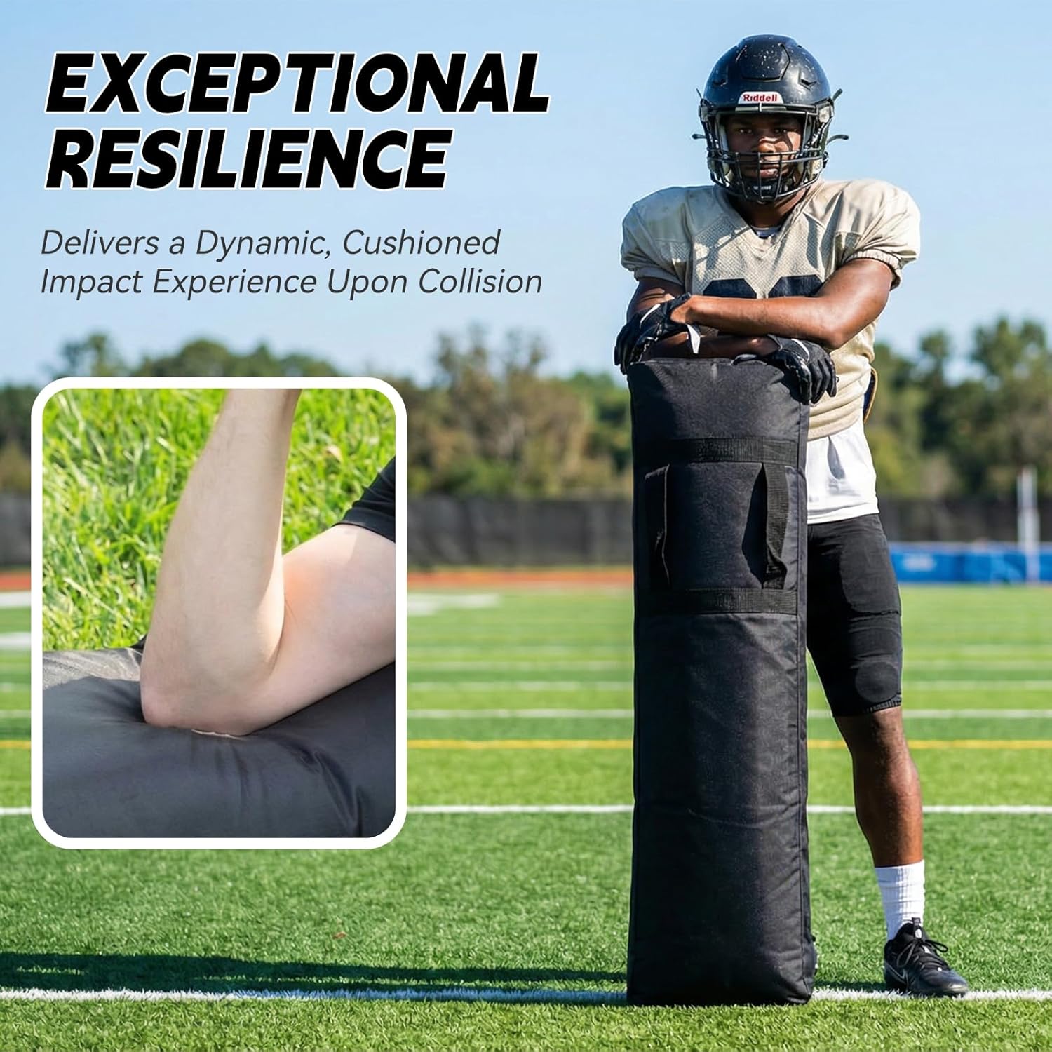 2 PCS Inflatable Football Step Over Dummy with Air Pump, Tackle Dummy with Handles for Easy Storage & Portability, Football Training Equipment for Enhancing Footwork Drills/Athletic Skills