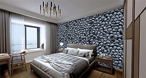 Miniatura 3 de FLFK Murales de pared 3D para despegar y pegar, calaveras góticas oscuras, 141.7 x 98.4 pulgadas, papel tapiz autoadhesivo para decoración de