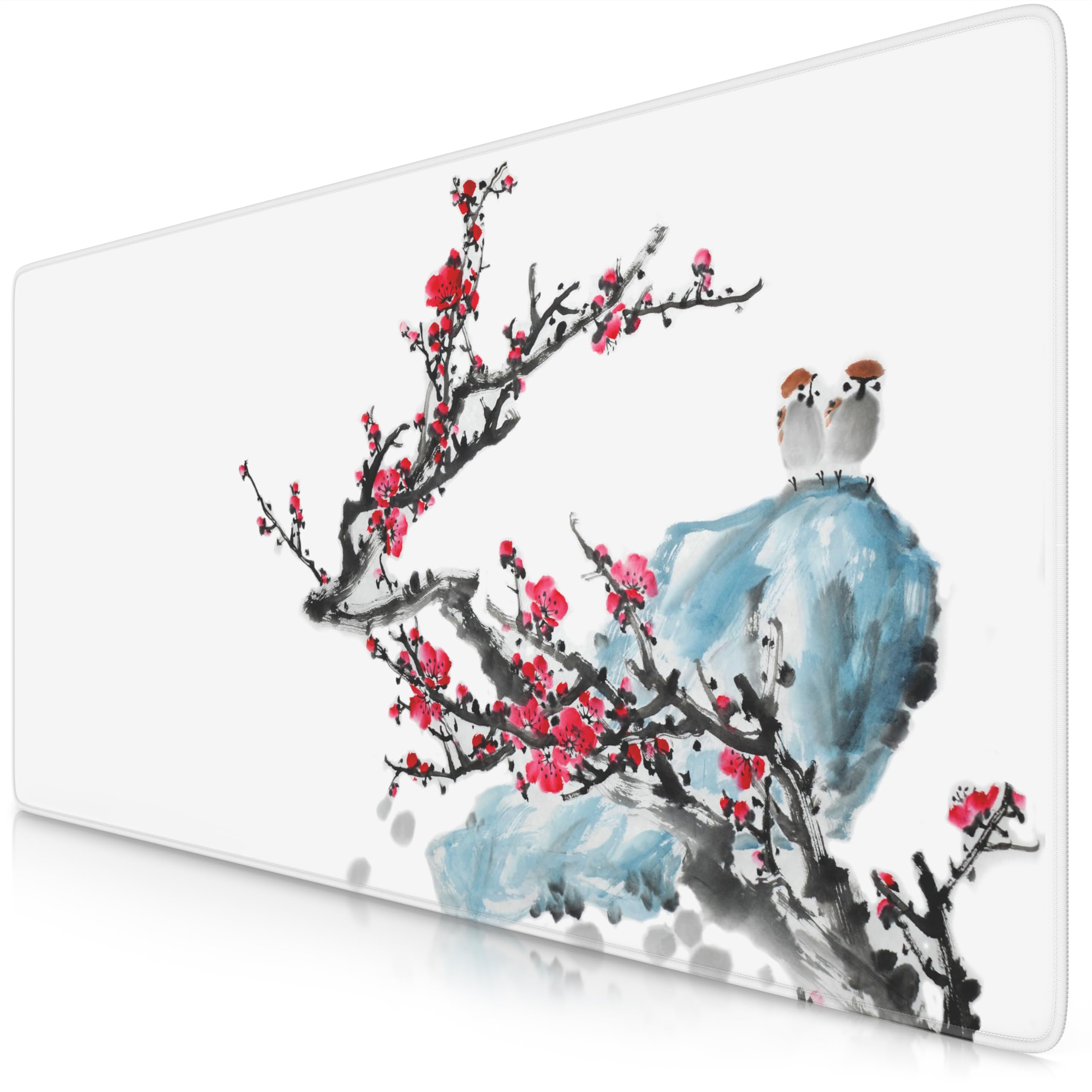 TITANWOLF – Alfombrilla Gaming XXL para ratón 900x400 – Mouse Pad - Precisión y Velocidad - Parte Inferior de Goma para una sujeción Estable - Antideslizante, Resistente al Agua, Ink Sakura 3