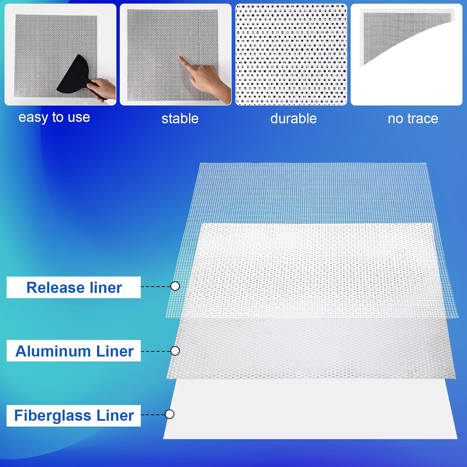 Blulu 13 Pcs 12 x 12 Inch Drywall Repair Kit Self Adhesive Mesh Drywall Patches with Scraper for Holes, Repair Kit for Large Holes Wall Ceiling Tools