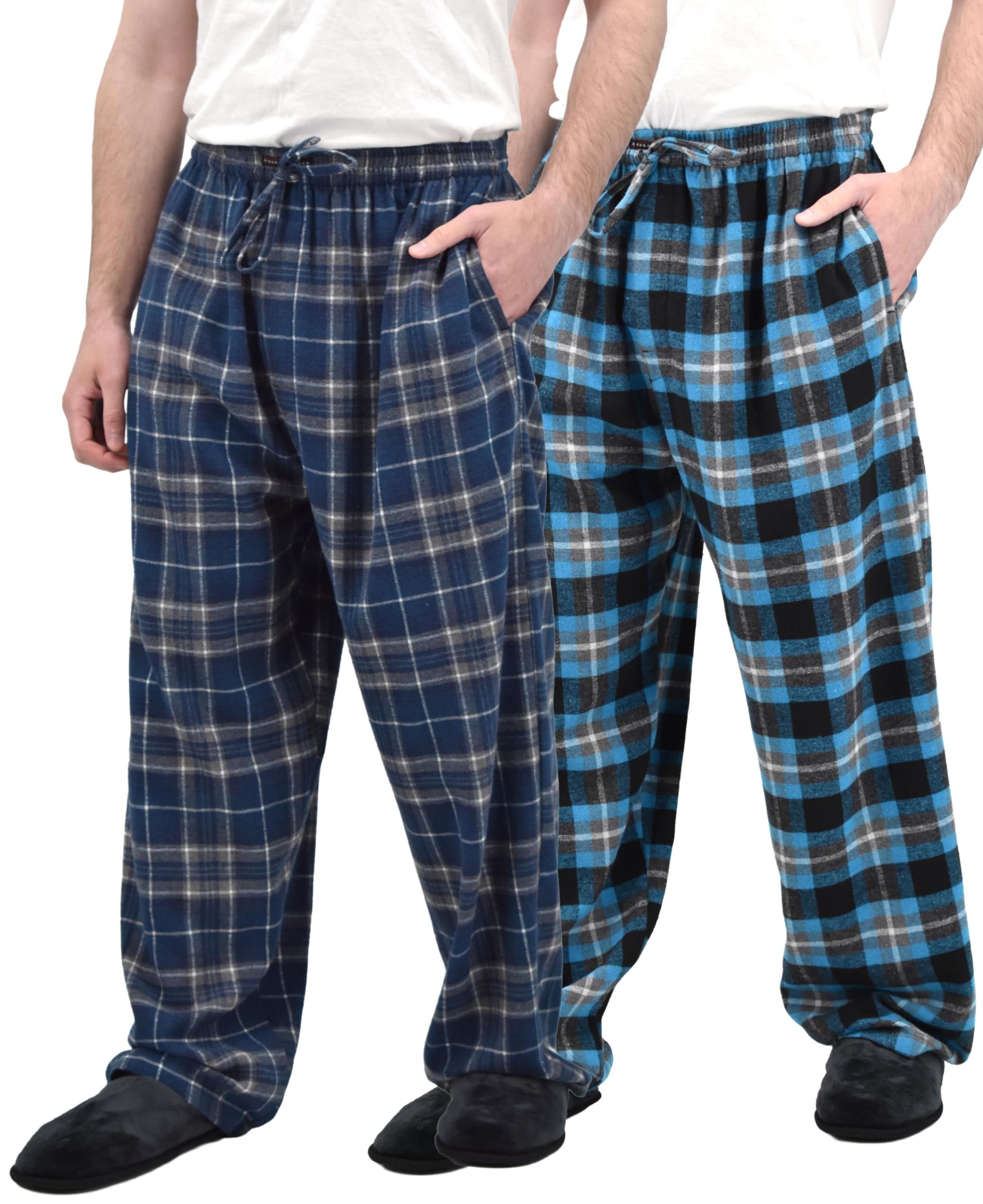 Andrew Scott Men's Flannel Drawstring Pajama Pants | Plush Flannel Fleece | Pockets | Drawstring