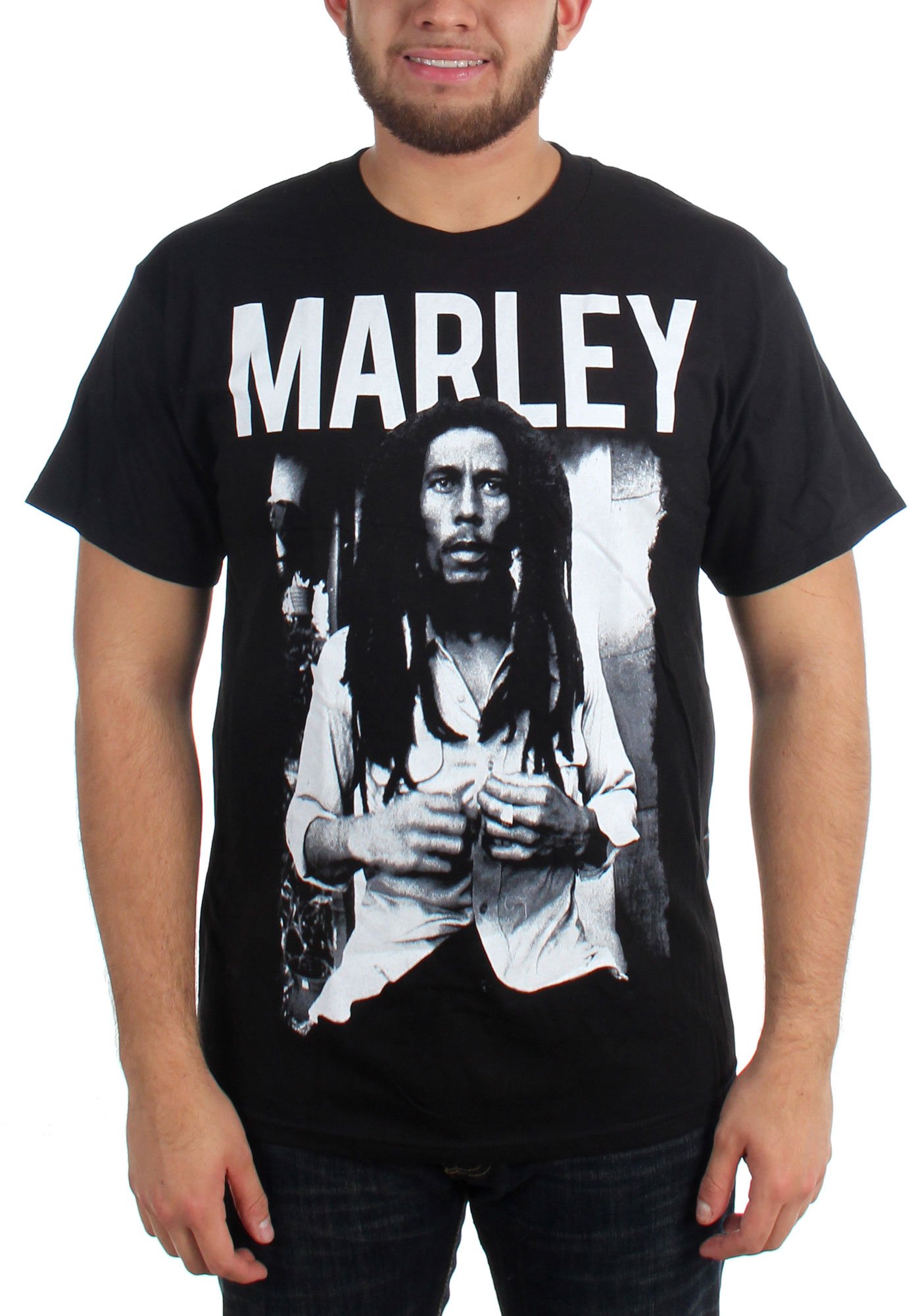 Bravado Men's Bob Marley Black & White T-Shirt, Black, Large