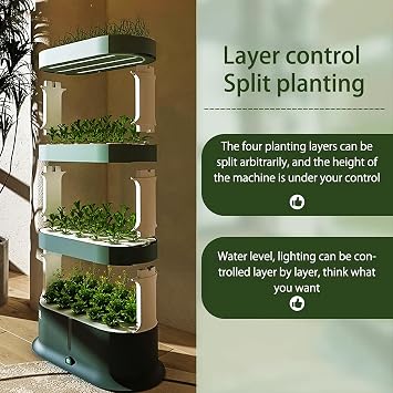 Hydroponic Growing Tower System - 4-Layer Indoor Vertical Garden Kit with Remote Control/LED Grow Light/Smart Water Cycle for Larger Capacity Plant Herb Vegetable Germination