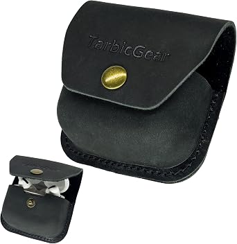 Belt Clip Airpod Case, Universal Leather Belt Holster for Airpod Pro, Samsung Galaxy Buds and Beats Studio Buds, Real Leather Earbuds Pouch for Belt, Black Color
