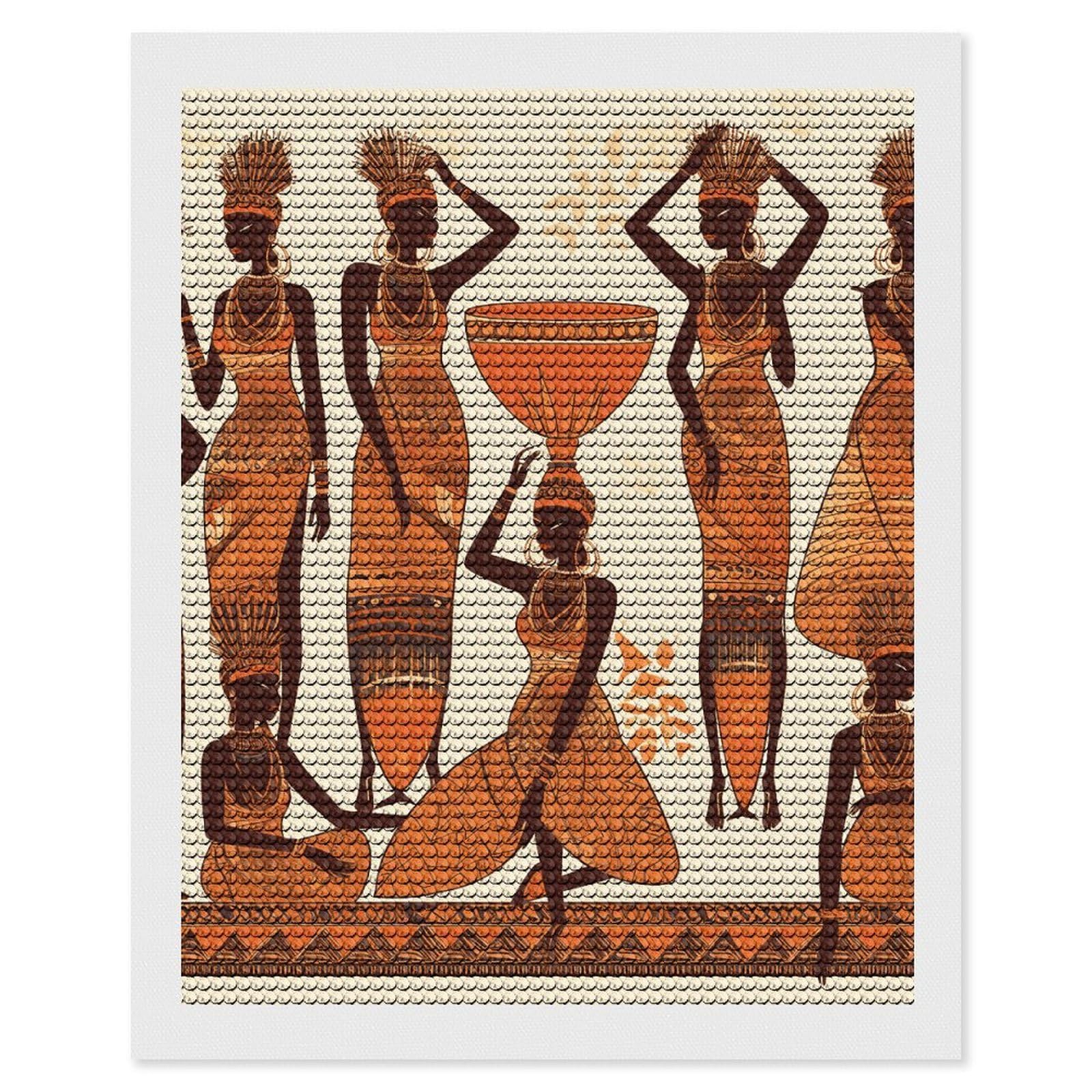 DWVTSLH African Tribal Woman Diamond Painting Kits for Adults, Personalized Diamond Photo Art Full Drill, DIY 5D Diamond Art Painting Kits for Beginners, Home Wall Decor 16"x20"