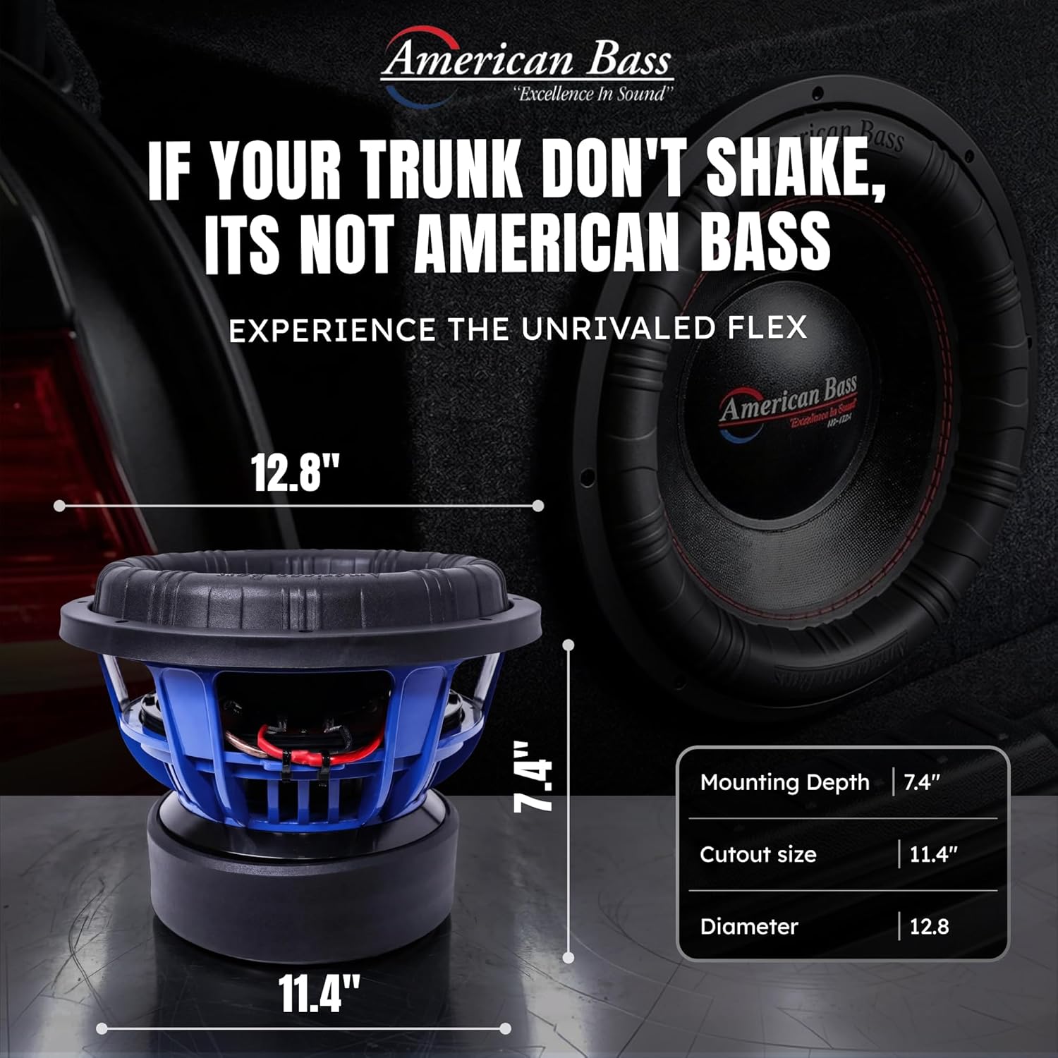 American Bass HD 12 Inch Car Subwoofer – 2 Ohm 4000 Max Watts - High Power Subwoofer Speaker with Deep Bass Performance, Premium Audio Upgrade for Cars, Trucks, and SUVs, Durable 12" Subwoofers