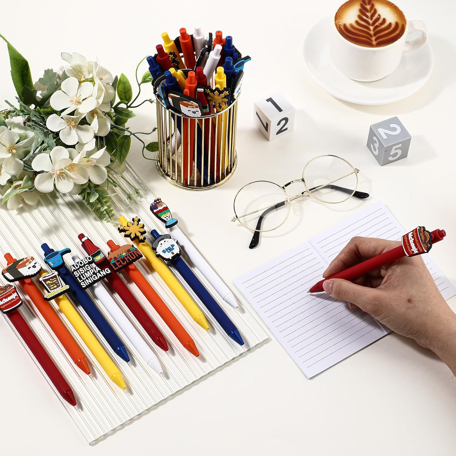 Feifeiya 30 Pcs Filipino Gifts Filipino Cuisine Retractable Ballpoint Pen Funny Creative Black Ink Pens Bulk Philippines Souvenirs for School Stationery Supplies Holiday Gifts Rewards
