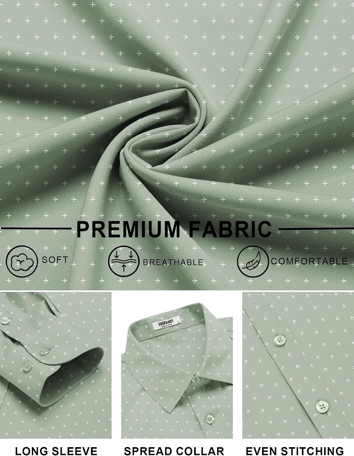 COOFANDY Mens Stretch Dress Shirts Long Sleeve Button Down Shirt Regular Fit Formal Business Shirts image 4