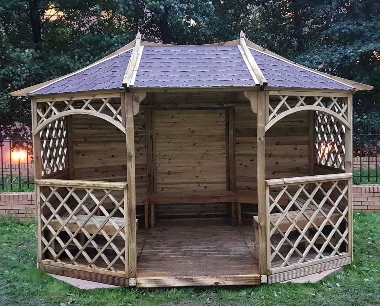 2-DAY PREMIUM SHIPPING AVAILABLE 12ft x 9ft (Ex 13ft x 10ft) GARDEN WOODEN PAVILION GAZEBO 10Year Anti Rot Guarente