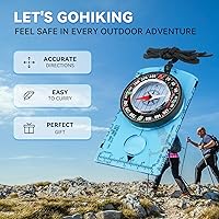 Vista 4 de Brújula de supervivencia de senderismo, brújula de supervivencia en el desierto para niños, juego de engranajes magnéticos, mapa de navegación, Azul
