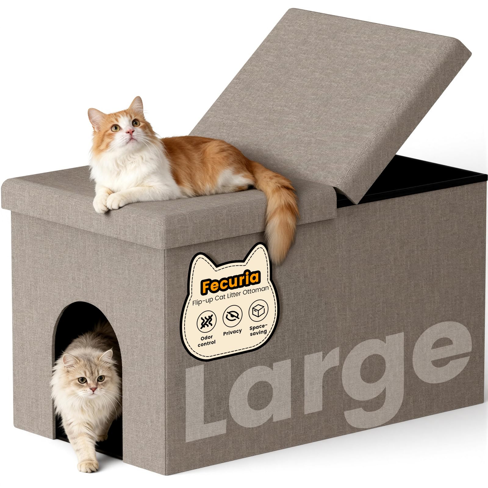 Stylish Cat Litter Box Enclosure - Dark Grey -20