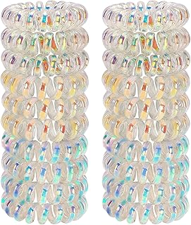 Spiral Hair Ties, 20 Pcs Traceless Phone Cord Hair Ties No Crease Spiral Bracelet Plastic Coil Ponytail Holders No-Damage Headband Hair Accessory for Girls Women Ladies Gift