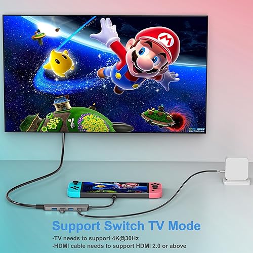 Miniatura 3 de Estación de acoplamiento USB C 4 en 1 con puerto de carga PD100W y HDMI para Switch