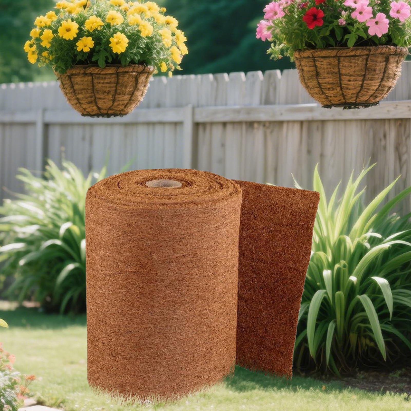Rollo de forro de coco, 50 x 200 cm, rollo de fibra de coco natural para macetas, tapete de fibra antideslizante para macetas, cestas, decoraciones de jardín