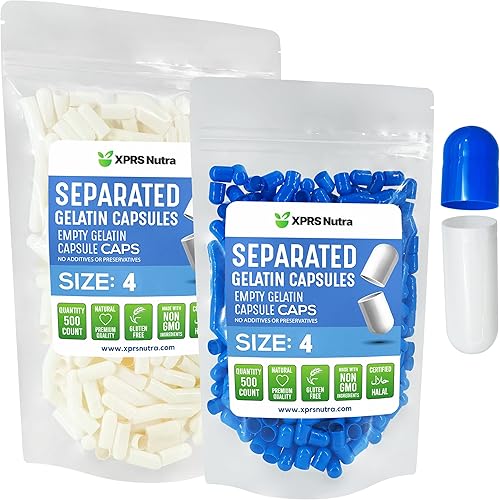 XPRS Nutra Gelatina tamaño 4 cápsulas separadas  500 cápsulas pequeñas vacías separadas en bolsas  Pastilleros rellenables para bricolaje  Tamaño 4 disponible en Yaxa Costa Rica