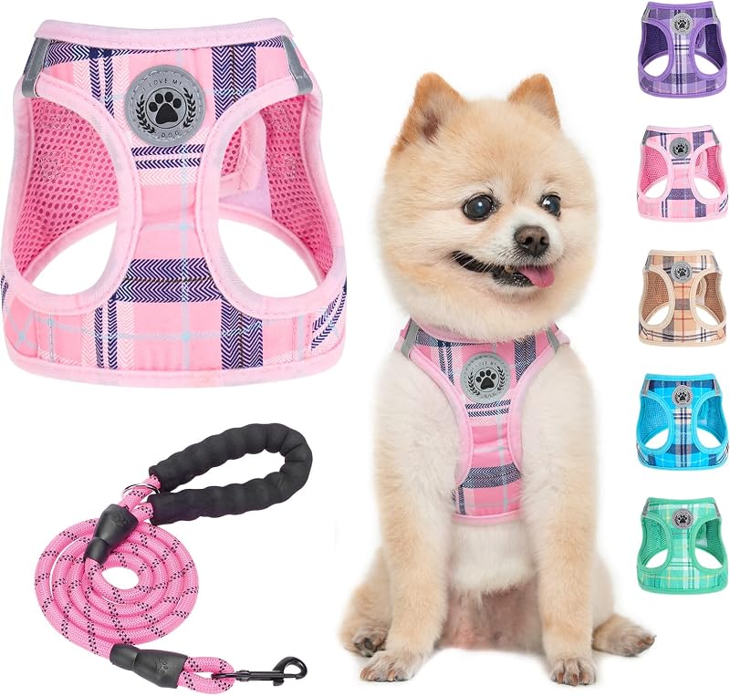 Peitoral Vest com Guia para Cães Pequenos BEAUTYZOO Rosa, XXS