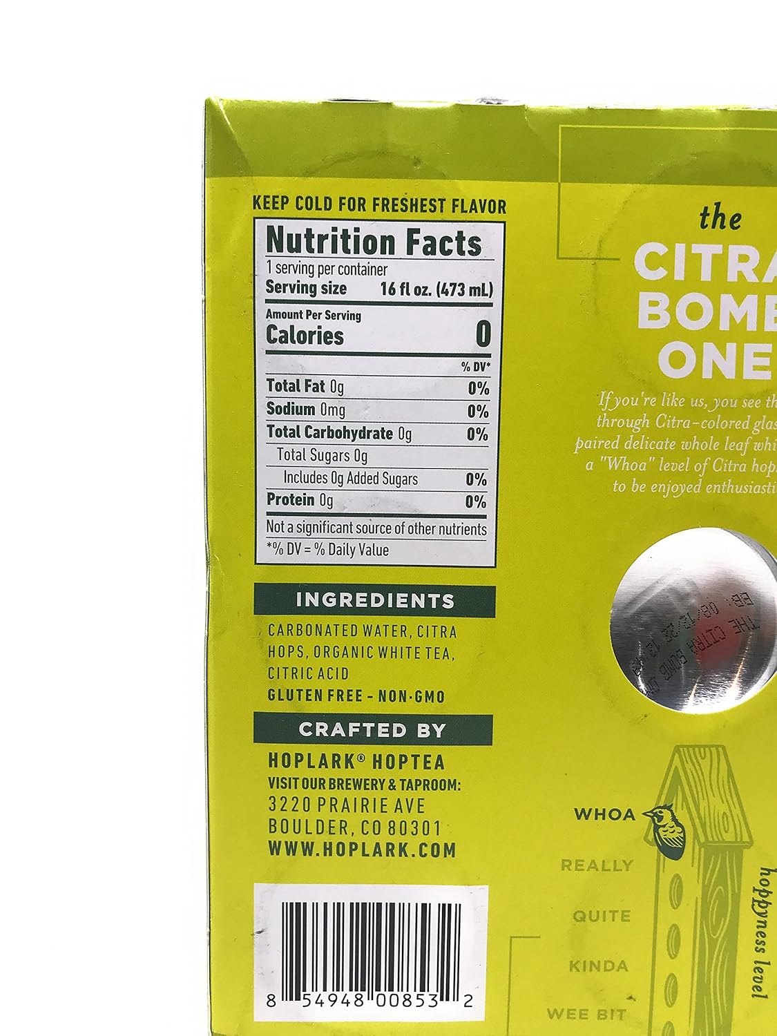 Hoplark The Citra Bomb One Sparkling HopTea 6 Pack, 16 fl oz each