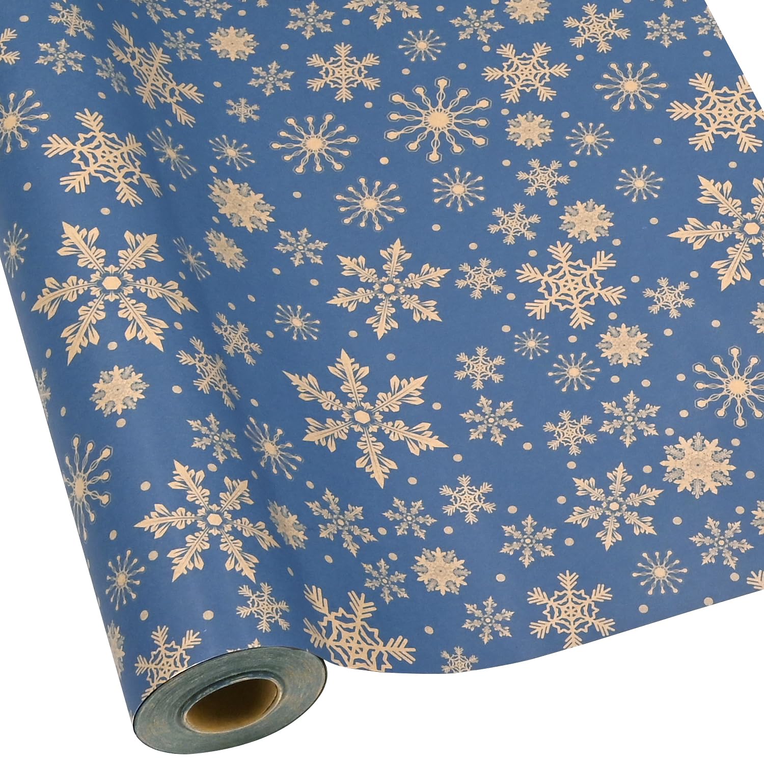 FMDPZUP Christmas Wrapping Paper Roll,15m *43cm Blue 3D Snowflake Eco Xmas Wrapping Paper Kraft Paper Perpect for Christmas — image 1