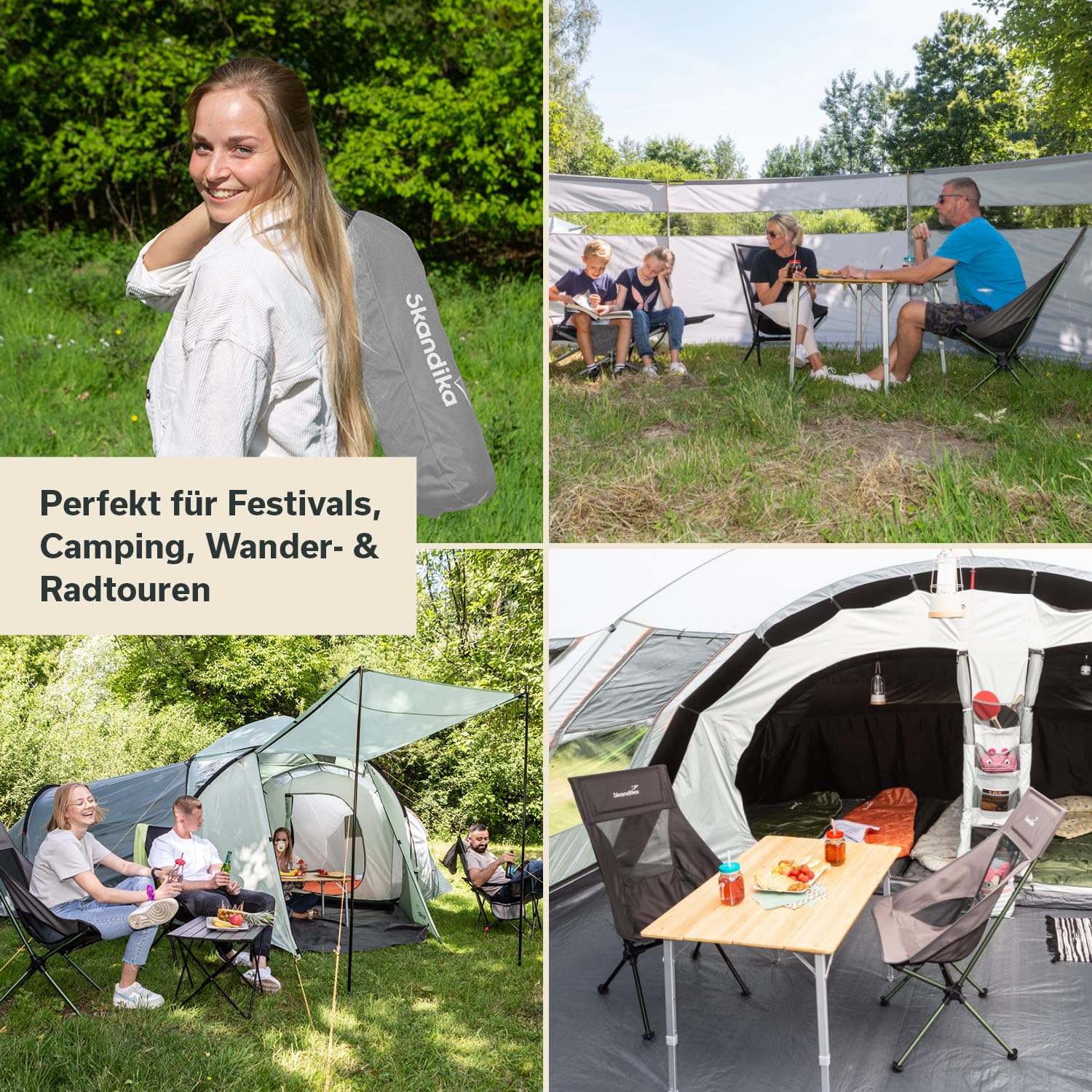 Skandika Campingstuhl Compact bis 150 kg belastbar | Camping Stuhl, Anglerstuhl, klein, faltbar, kleines Packmaß, klappbar, stabil, leicht, bequem gepolstert | Faltstuhl