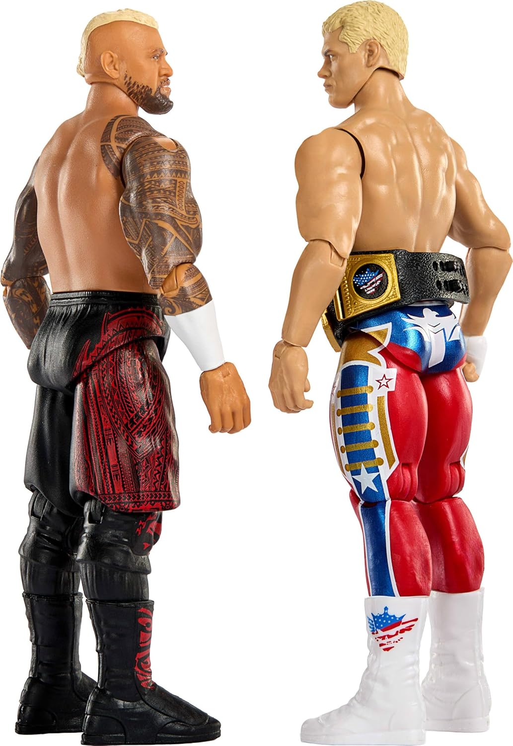 Mattel WWE Main Event Showdown Action Figures 2-Pack with Accessory, Series #24 Cody Rhodes vs Solo Sikoa Collectible Set, 6-inch