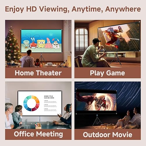 Miniatura 8 de Pantalla de proyector con soporte, pantalla de proyector portátil de 80 pulgadas para exteriores e interiores, pantalla de proyección de fibra de