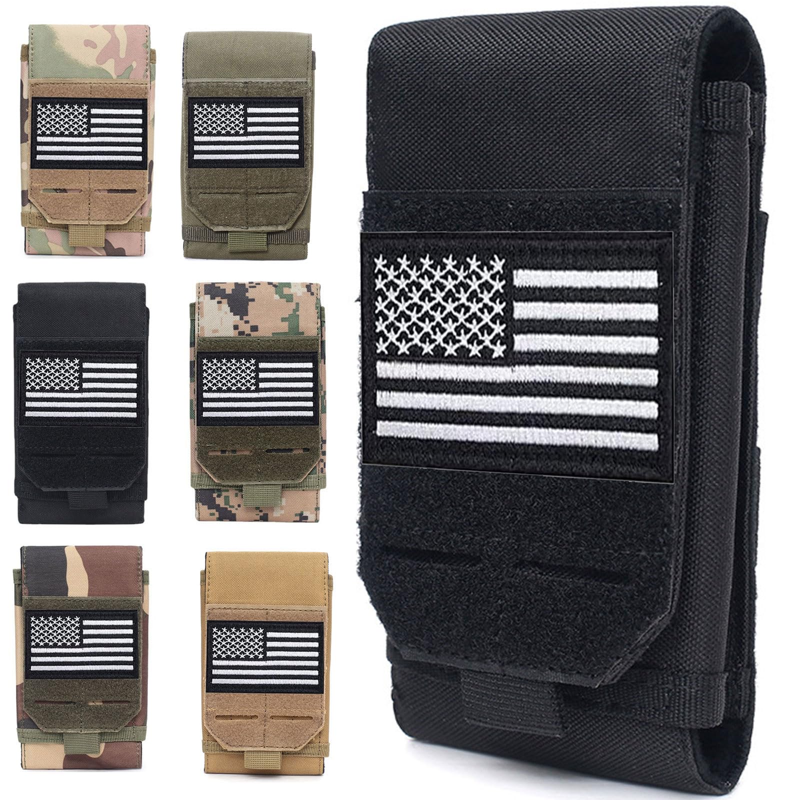 Molle Phone Pouch, Small Molle Pouches, Tactical Cell Phone Holster, Heavy Duty Waterproof Smartphone Case Holder for Vest Belt Waist (Black)