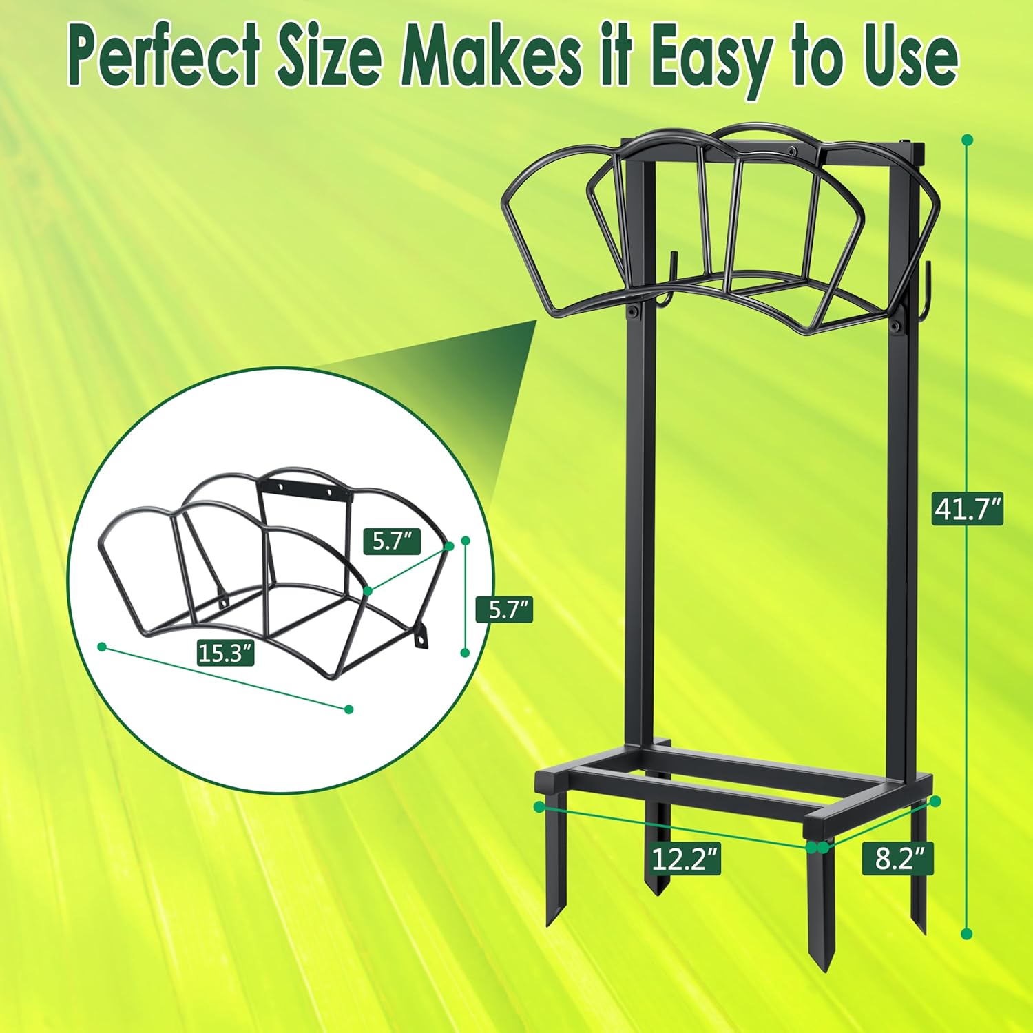 Garden Hose Holder, Heavy Duty Water Hose Holders, Sturdy Metal Hose Stand, Hose Organizer, Water Hose Hanger Rack, Hose Reel Storage Stake hold 150Ft Water Hoses, for Patio, Lawn, Garden