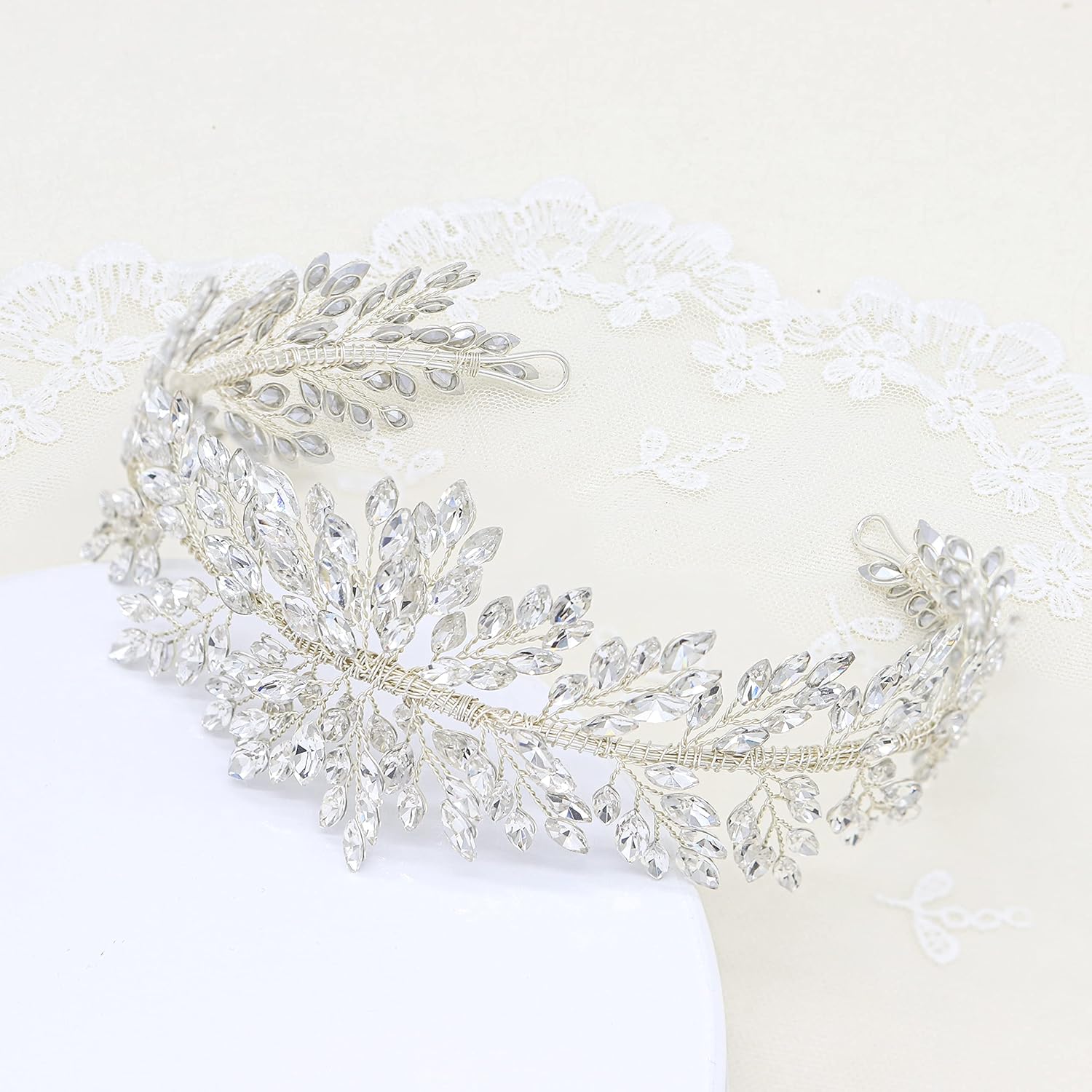 Silver Wedding Headbands Crystal Bridal Headpieces For Women Wide Bridal Headbands (Silver)