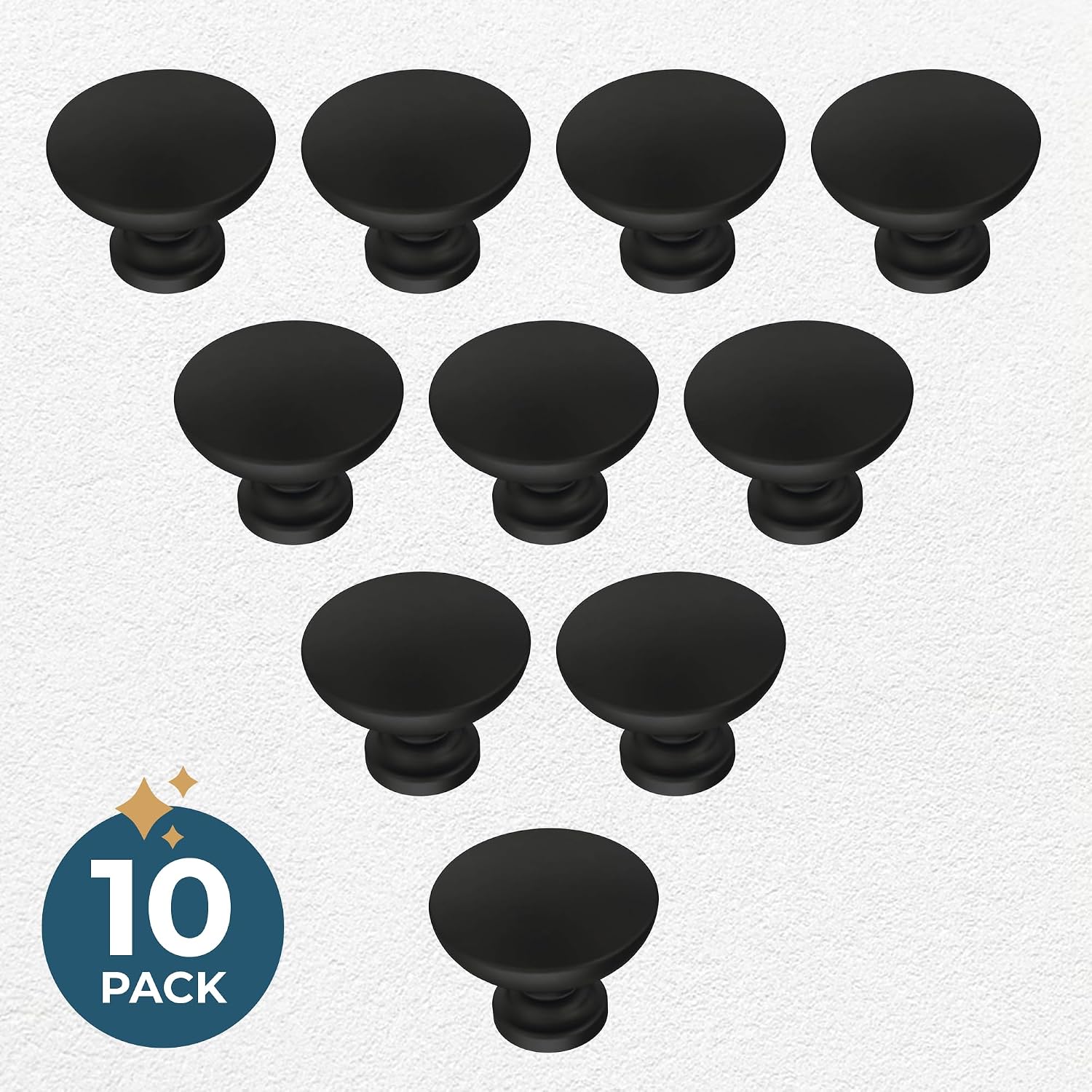 Franklin Brass - Fulton Matte Black Round Cabinet Knobs 1-3/16" Easy Install, Durable Hardware for Drawers, Dresser, Kitchen Cabinet Doors, and Furniture (10-Pack)
