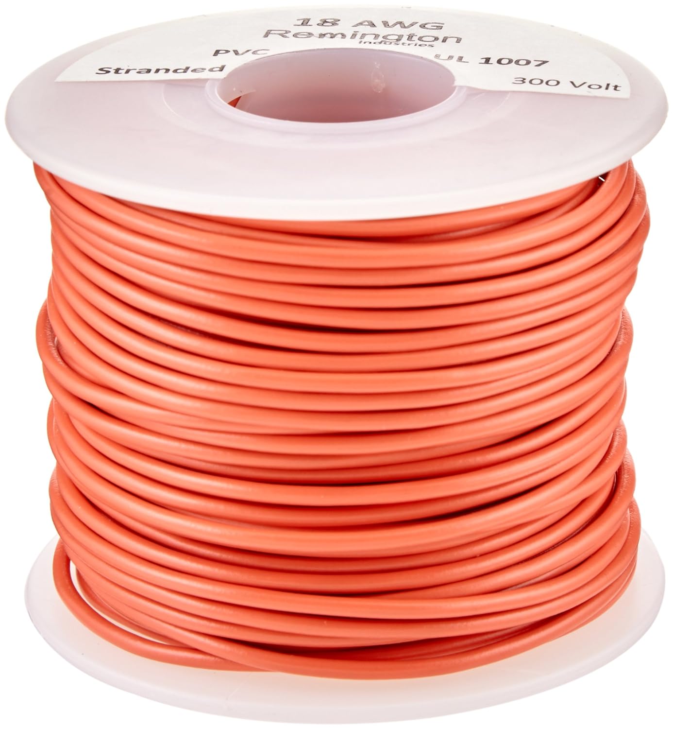 18 AWG Gauge Stranded Hook Up Wire, 100 ft Length, Orange, 0.0403" Diameter, UL1007, 300 Volts