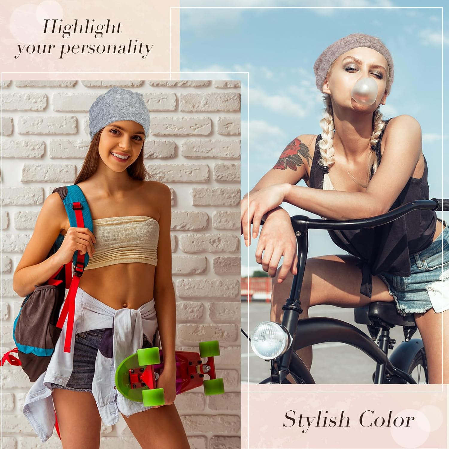 SATINIOR 5 Pieces Women's Slouchy Beanie Chemo Hat Stretch Cancer Head Wraps Sleep Head Scarf for Cancer Patient - Image 3