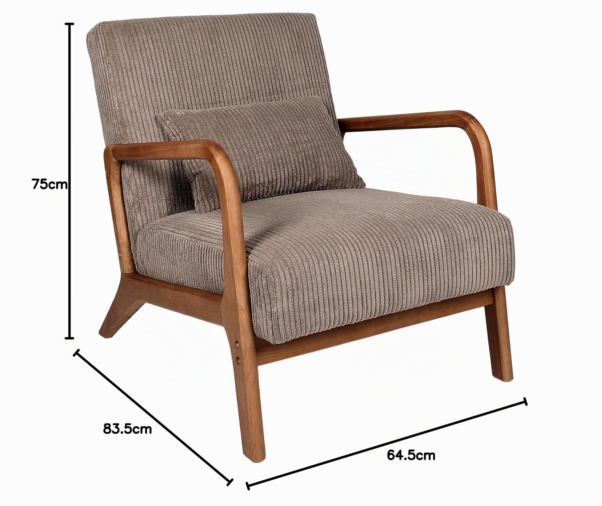 Home Deco Factory, HD0348, Salón Cotele Scott Taupe, Softness, Muebles, Sofá y Sillón, 64,5x75x83,5 cm, Altura del Asiento 43 cm, Gris Pardo, Metal, marrón