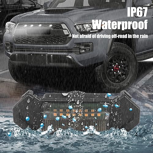 Miniatura 4 de Luces LED para rejilla con fusible y arnés de malla central frontal accesorios para Toyota Tacoma TRD PRO 2016-2019 carcasa negra con luz blanca