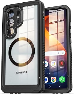 ENCASED ケース Galaxy S26 Ultra対応 Titan MagSafe対応 防水 IP68 完全防水 フルカバー 360度全面保護 画面保護一体型 15FT耐衝撃 クリアブラック