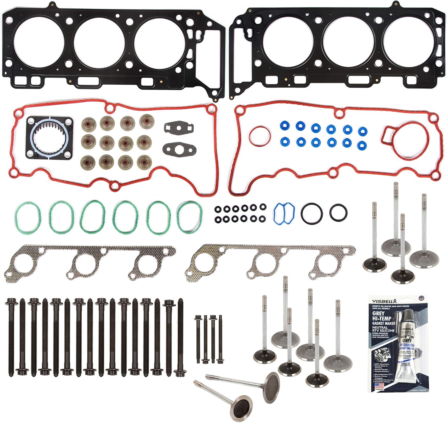 Mizumo Auto Engine Head Gasket Set With Intake & Exhaust Valves | Fits 2001-2009 Ford, Mazda, Mercury 2.3L (VIN D, Z)