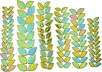 Yuvori Iridescent Emerald Green Ceramic Leaf Mosaic Tiles - Mixed Sizes 1.1 lbs for DIY Crafts, Garden Art, Indoor Outdoor Decor
