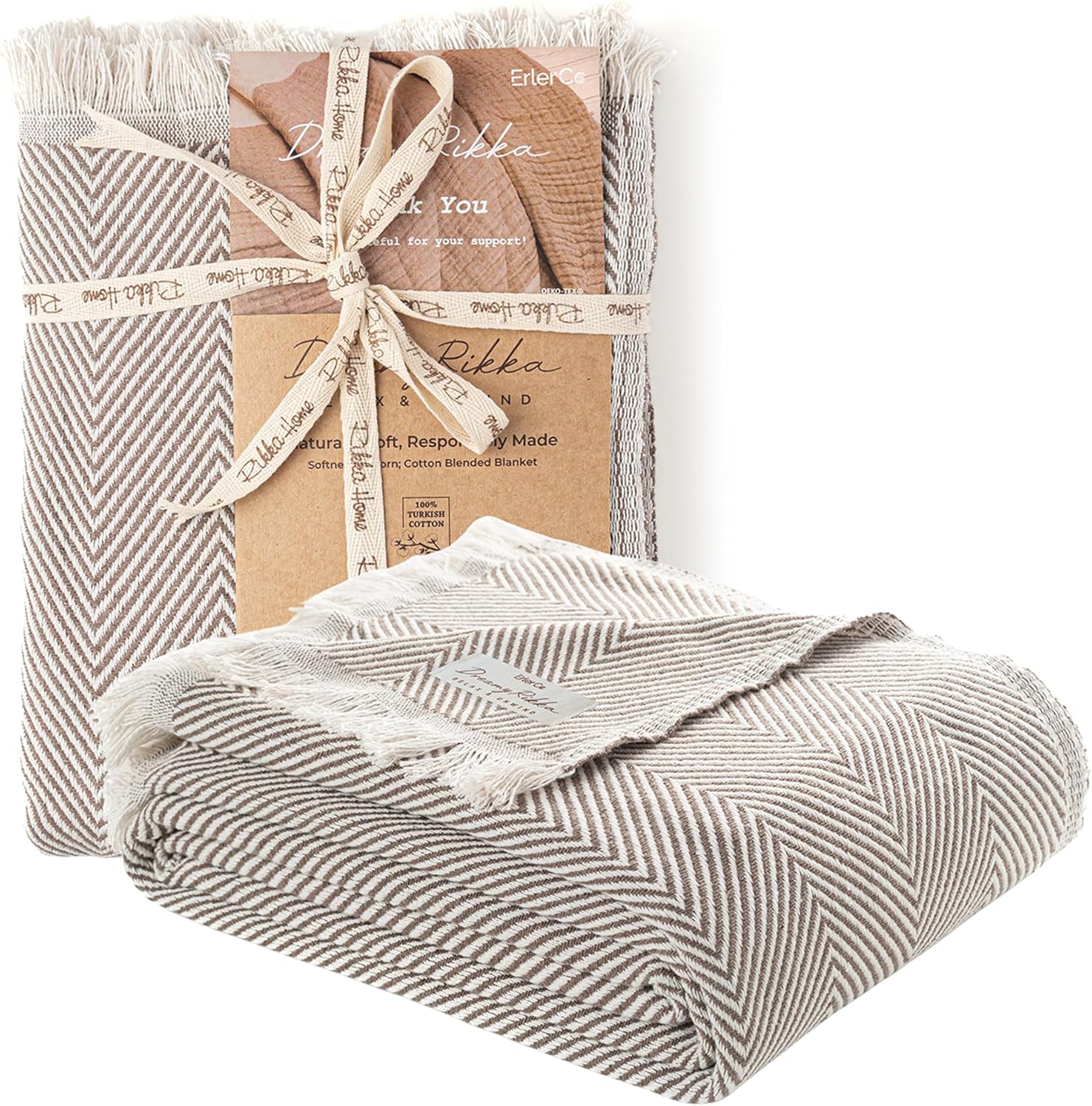 Bed Blanket, Cotton-Rich Blend, Woven, Lightweight, Easycare, Breathable for Layering, Textured, Cooling Summer Coverlet, Queen Size (79 x 90 Inch), All Season Bedding, Desert Stone