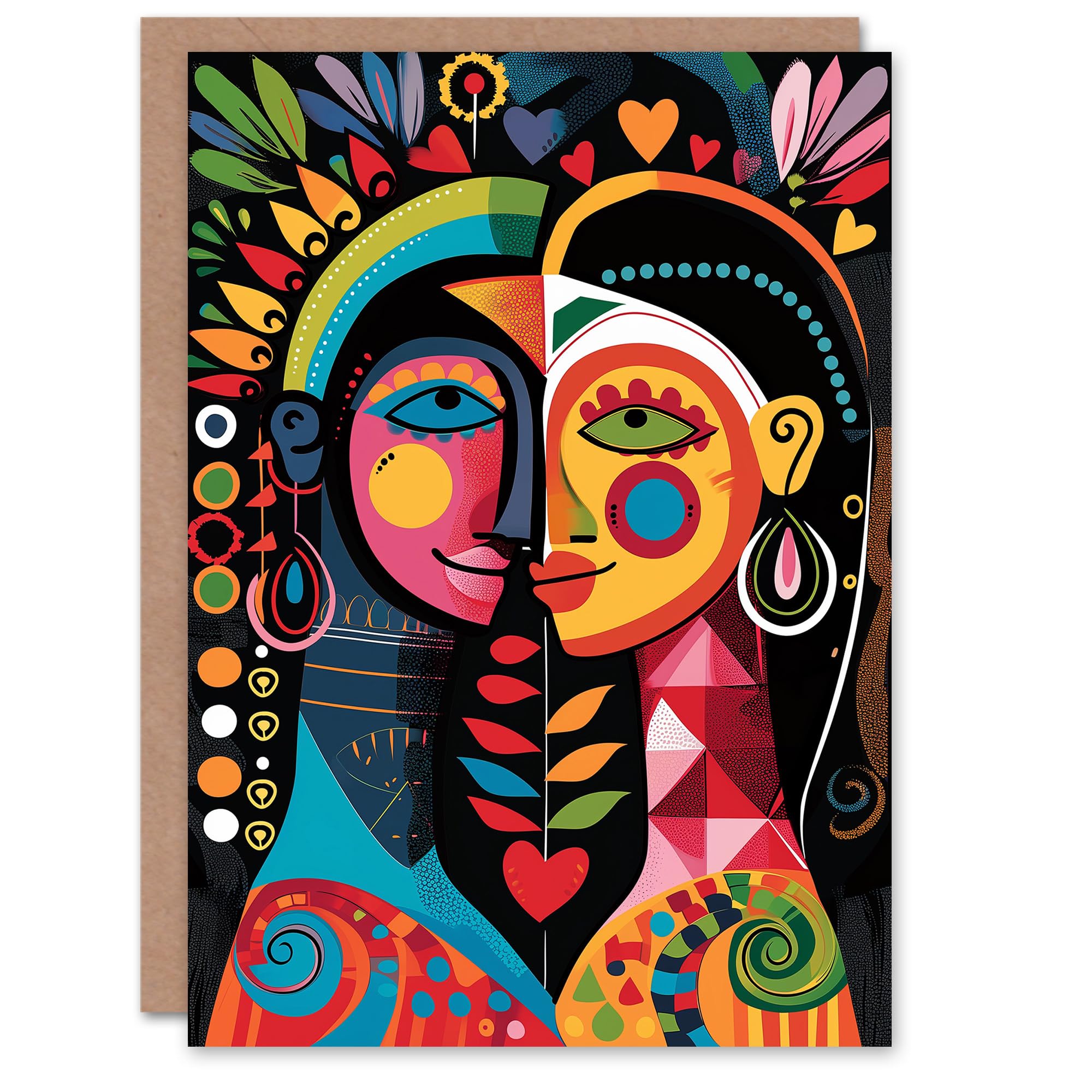 Artery8 Anniversary Card Native American Couple Folk Art