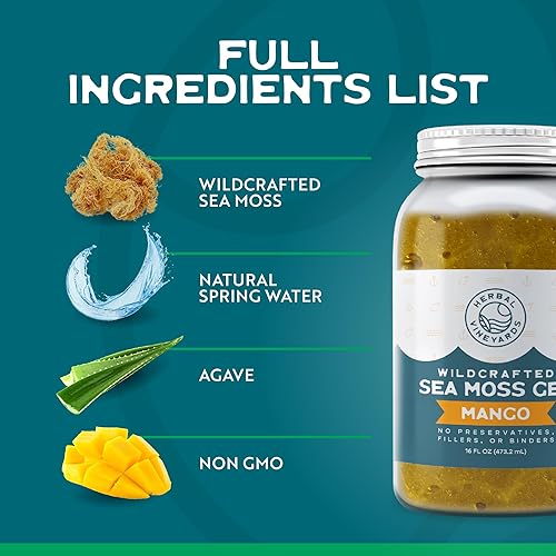 Vista 22 de Herbal Vineyards Wildcrafted Irish Gold - Gel de musgo marino de 16 onzas, gel orgánico de masa marina hecho con algas secas y verduras marinas