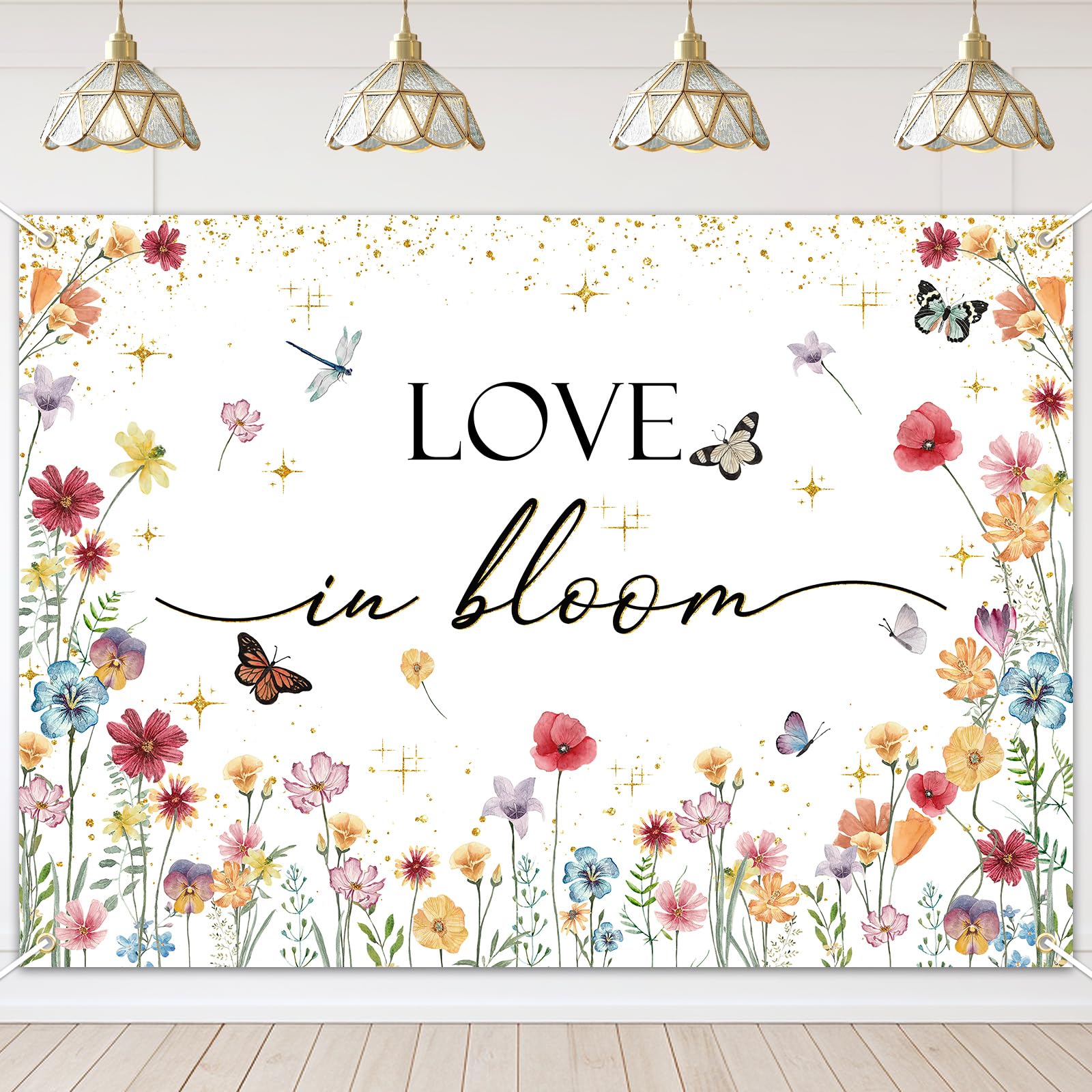 Avezano Love in Bloom Bridal Shower Backdrop Wildflower Bridal Shower Party Decorations Wildflower Wedding Shower Background Floral Flower Engagement