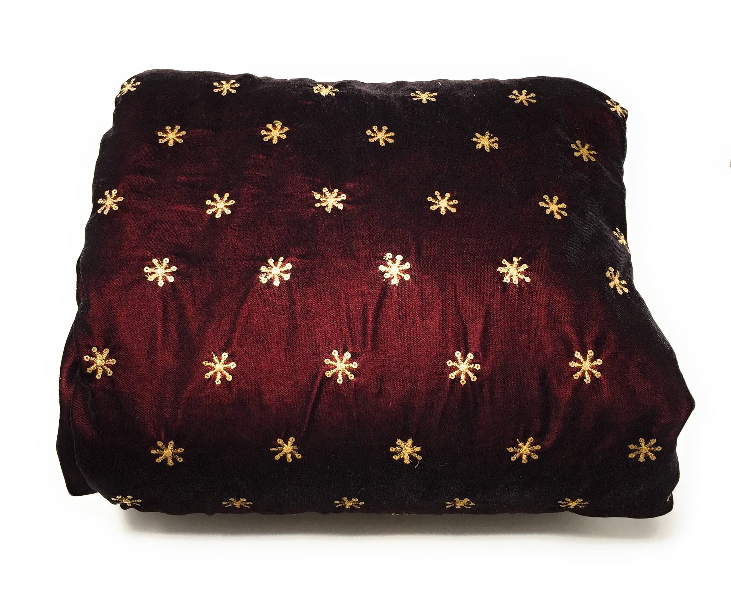 Women's Embroidered Velvet Fabric for Blouse Unstitched Material by 1Meter,1.25 Meter