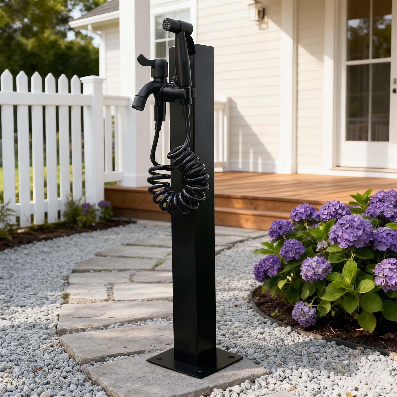XDLEDMKIZ Garden Water Column Faucet 23.6'' Cylindrical Floor Mount Water Tap Stainless Steel Freeze Proof Vertical Water Hydrant for Plant