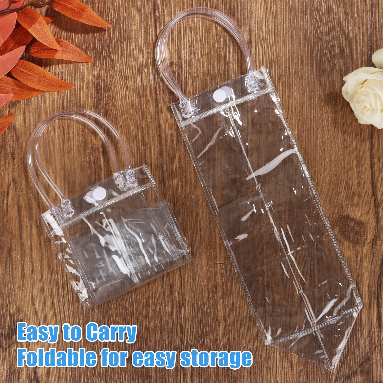 JMIATRY 20PCS Portable Ice Wine Bag, Plastic Clear Wine Bag with Handles — Amazon image 4